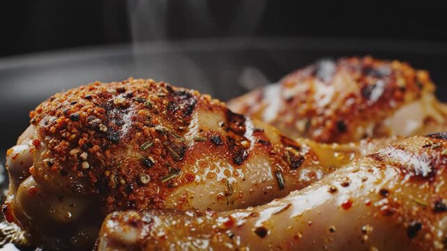 Seasoned chicken being grilled to perfection on a hot barbecue