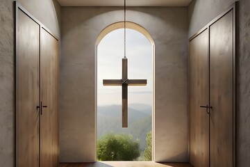 Cross hanging above home doorway