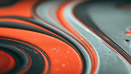 Fluid swirls of red, gray, and black, macro detail