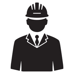  Professional engineer icon in a hard hat, representing construction, safety, and industry