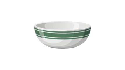 Simple white bowl with green stripes on black background