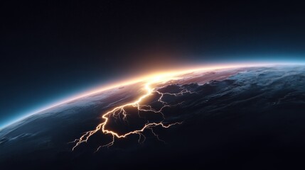 Stunning lightning storm illuminating earth's horizon during twilight