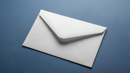 Single white envelope resting on a dark blue surface with soft shadow