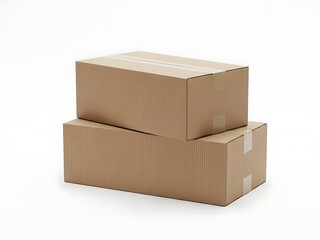Two stacked cardboard boxes on a white background viewed from the front