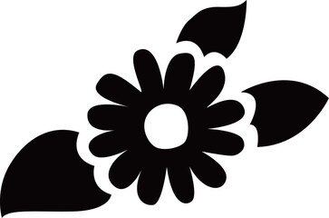 満開のデイジーの花と葉ベクターイラスト　カモミールやハーブ系のシンプルな花のイメージ　透明背景