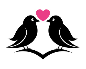 Love birds silhouette vector illustration isolated on white background