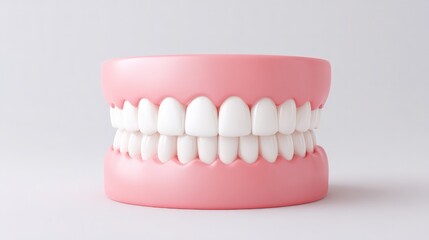 Fototapeta premium Lifesize dental model showcasing teeth and toothbrush for oral hygiene education, dentistry practice, and demonstration of proper brushing techniques