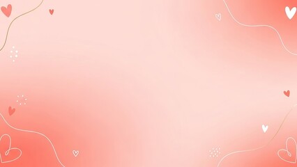 Soft Pastel Pink Watercolor Background with Scattered HandDrawn Hearts and Dots