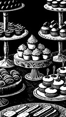 Elegant Dessert Bar with Intricate Pastries