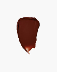 Smear of rich brown paint on white background