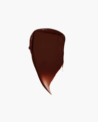 Rich brown smear of cosmetic product on white background