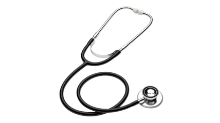 Stethoscope in studio shot with soft lighting on white background for medical use