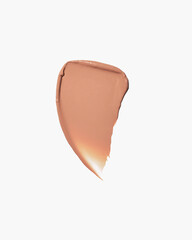 Smooth beige foundation smear on white background