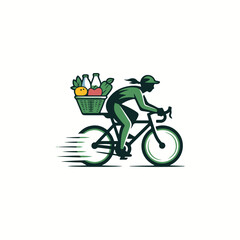 Obraz premium cyclist riding a bike food delivery