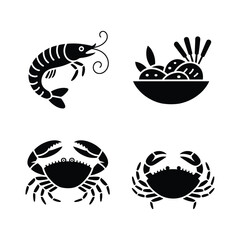 Seafood Vector, Silhouette, Illustration