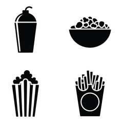 Snack Food Vector, Silhouette, Illustration