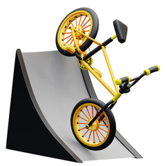Obraz premium 3d icon sport illustration bmx bike stunt extreme ramp action perfect for conveying thrill, agility, and youth culture in sports marketing or digital content