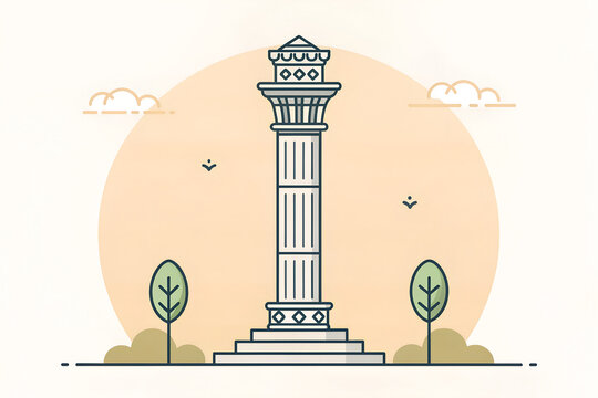 Minimal Ashoka Pillar, flat  style