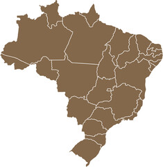 Fototapeta premium A clean vector illustration showing maps of brazil as part of a world geography map with country borders and outlines