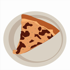 pizza on a plate. Pizza slice on plate with sausage pizza and cheese pizza slice 