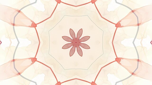 elegant peach floral geometric kaleidoscope