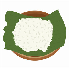 rice on banana leaves and wooden trays