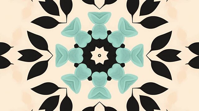 elegant teal and black floral mandala loop