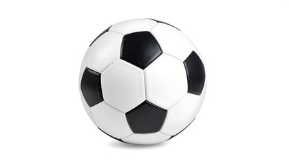 Obraz premium Black and white soccer ball, perfectly round, on white background