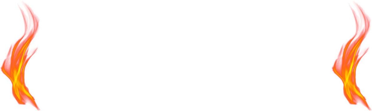 Set of burning fires of flames and sparks on transparent background. For use on light backgrounds. flames burning with large flames creating a fiery border against a white background, perfect