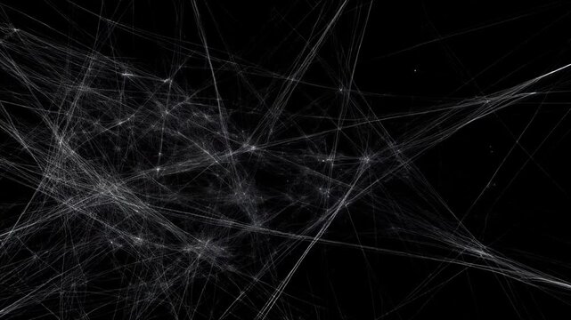 Ancient star-dust filaments stretching across a dark void, silver strands dissolving into nothingness, cinematic 4K.