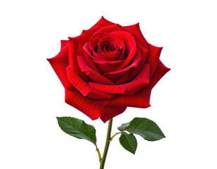 Naklejka premium Single blooming red rose, isolated on white and transparent