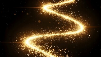 Glowing sparkling light trail in dark background