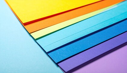 Rainbow spectrum of colorful paper sheets layered diagonally