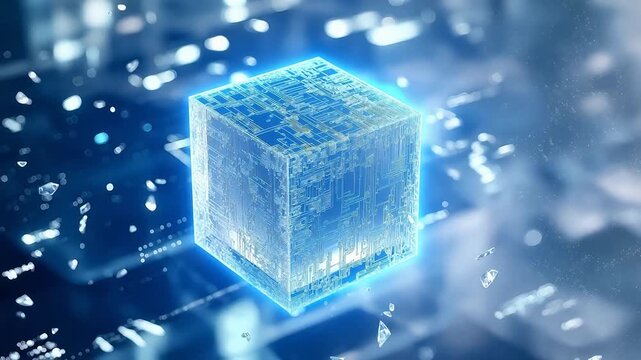 Transparent cube with circuit patterns