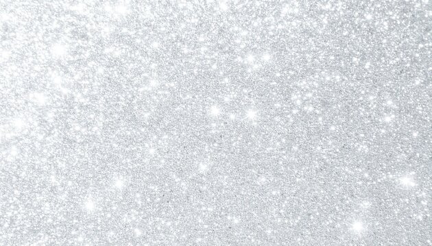 冬や雪のイメージ　シルバーの背景に繊細な光がキラキラと輝くラメとパウダーのおしゃれテクスチャ背景素材