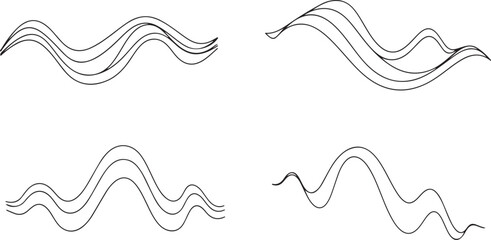 Wavy lines design elements on transparent background for graphic use