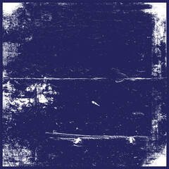 Distressed Indigo Grunge Border with Heavy Ink Texture and Weathered Frame