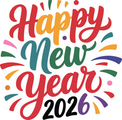 Happy new year typography design illustrator 