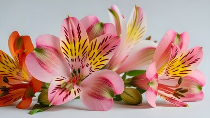 Fototapeta premium A vibrant bouquet of colorful flowers against a clean white background