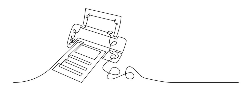 Continuous line drawing of ticket printing machine minimalist vector illustration
