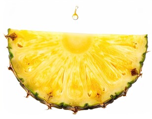 Slice of ripe, juicy fruit with a droplet falling
