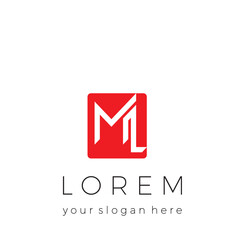 Red ML Initial Letter Logo Design. Creative and Cool Modern Letter Vector Icon Logo.