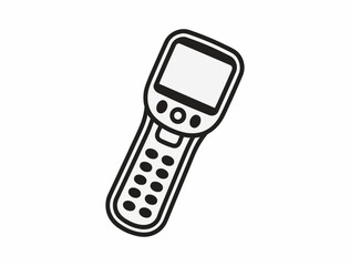 Clean vector icon of a portable data collection device, resembling a smart phone or handheld scanner for logistics, inventory, and retail applications to streamline processes