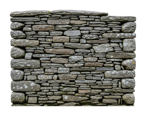Stone wall texture natural rustic style isolated on transparent background
