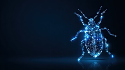 A digital representation of a beetle, glowing with a futuristic aesthetic. ..Created with Generative AI, not depicting real subjects.