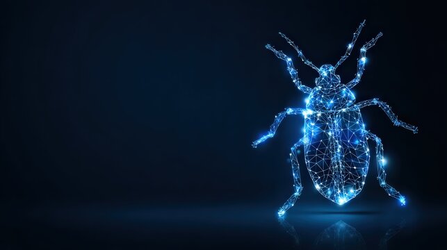 A digital representation of a beetle, glowing with a futuristic aesthetic. ..Created with Generative AI, not depicting real subjects. - Powered by Adobe