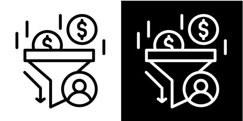 Sales Pipeline Iconset White Style Collection