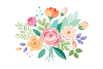Watercolor bouquet of roses vector illustration isolated on white background