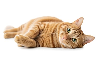 Cute orange tabby cat lying down.
