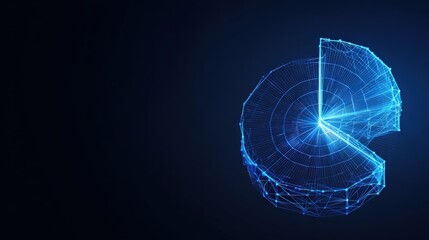An artistic, glowing, pie chart, suggesting data analysis or market performance on a dark backdrop. ..Created with Generative AI, not depicting real subjects.